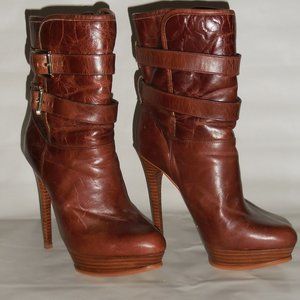 Michael Kors Mae Platform Brown Boots, Size 6M